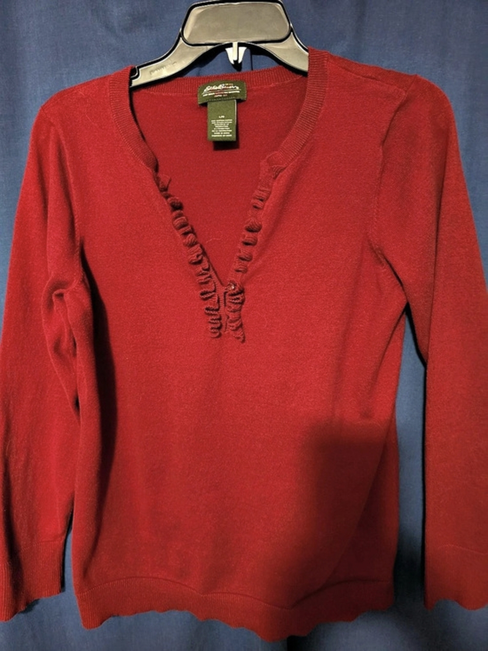 Eddie Bauer Red V-Neck Sweater Size Large